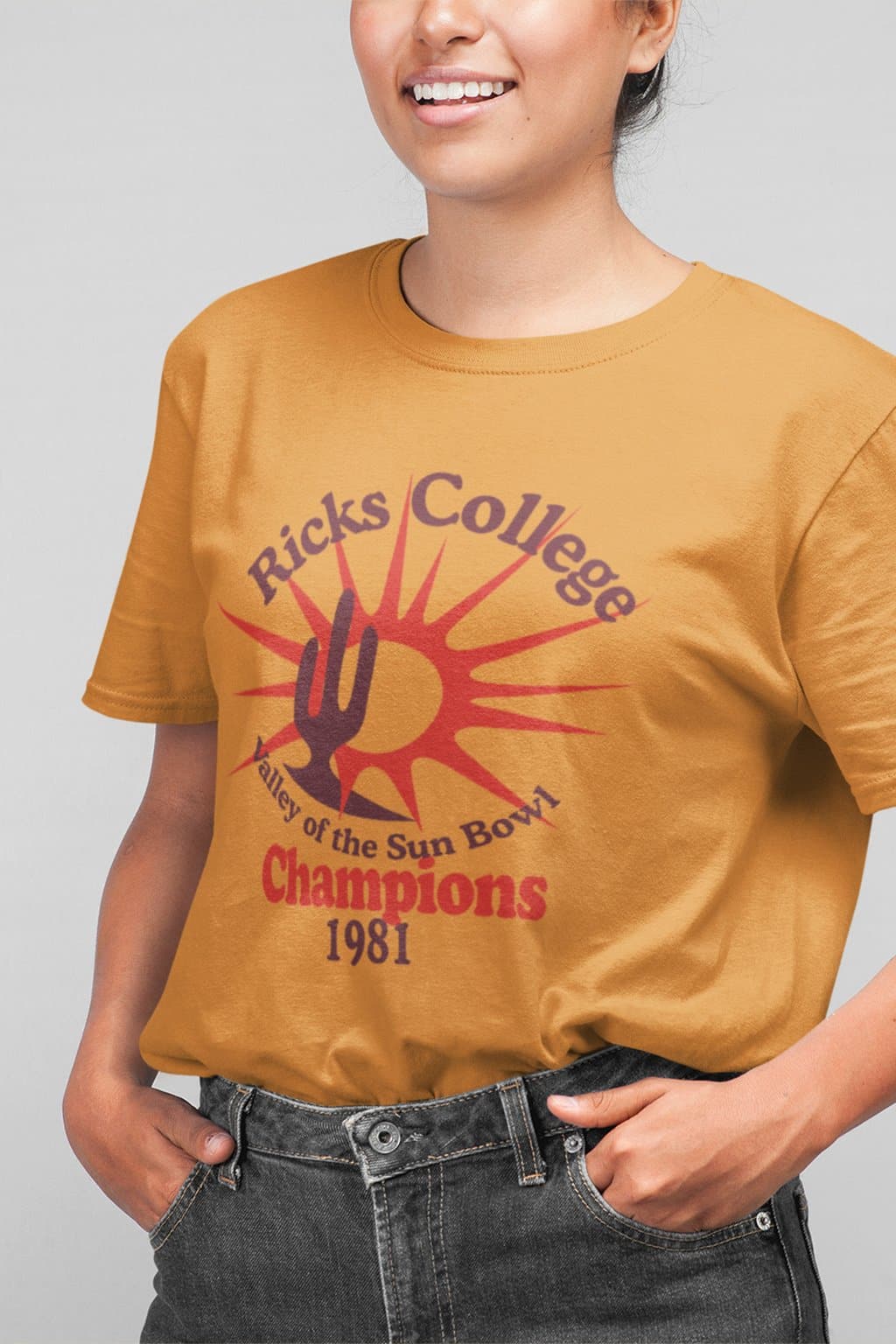Dynamite Duds Napoleon Dynamite Rick's college yellow t-shirt woman